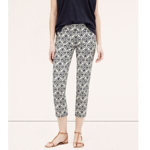 Loft Julie Fit Pants Size 12 Crop Black & White